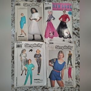 Vintage 80s‎ Sewing Pattern Lot Simplicity & New Look Dresses, Jumpsuits Ski